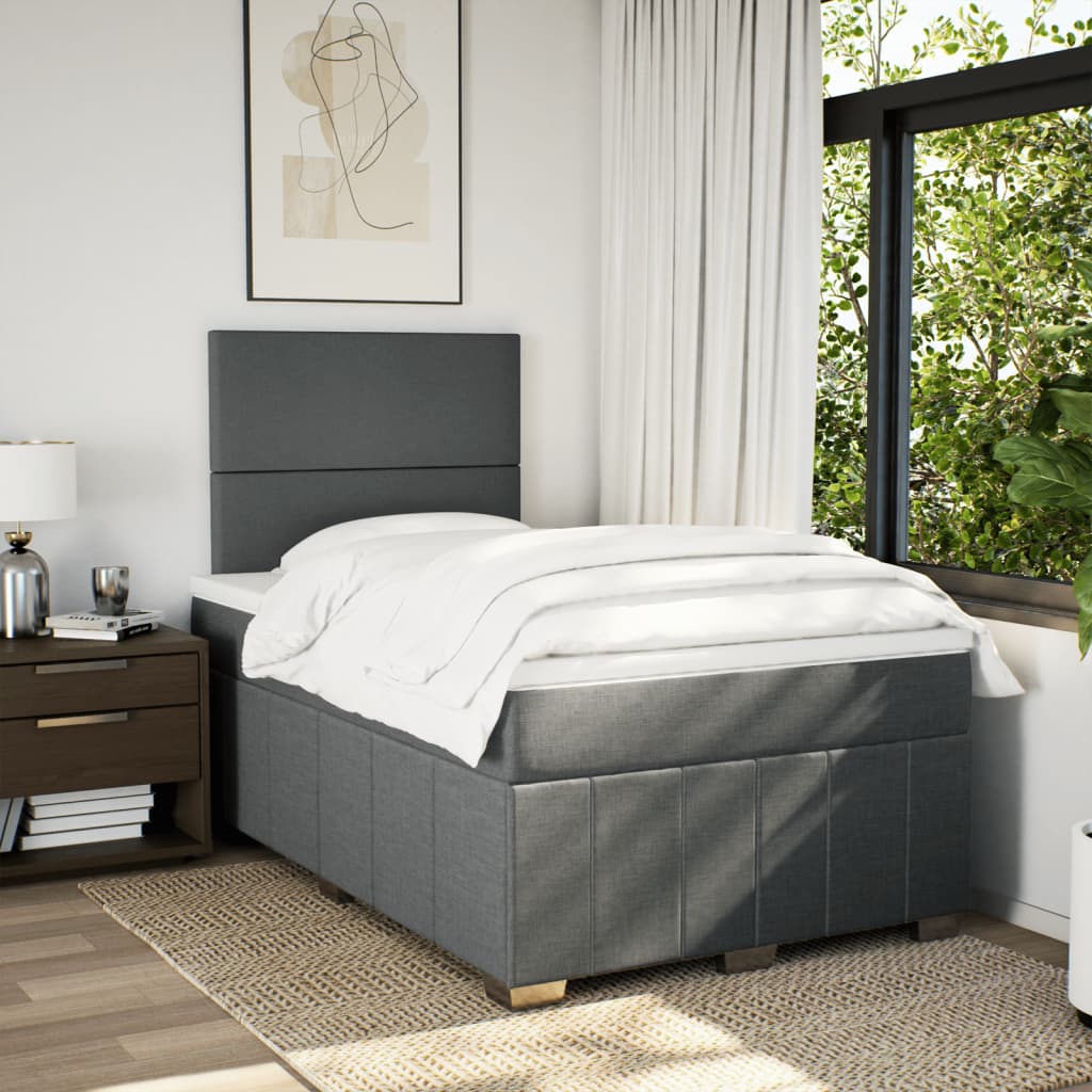 Box Spring Postel S Matrací Tmavě Šedá 120X190 Cm Textil