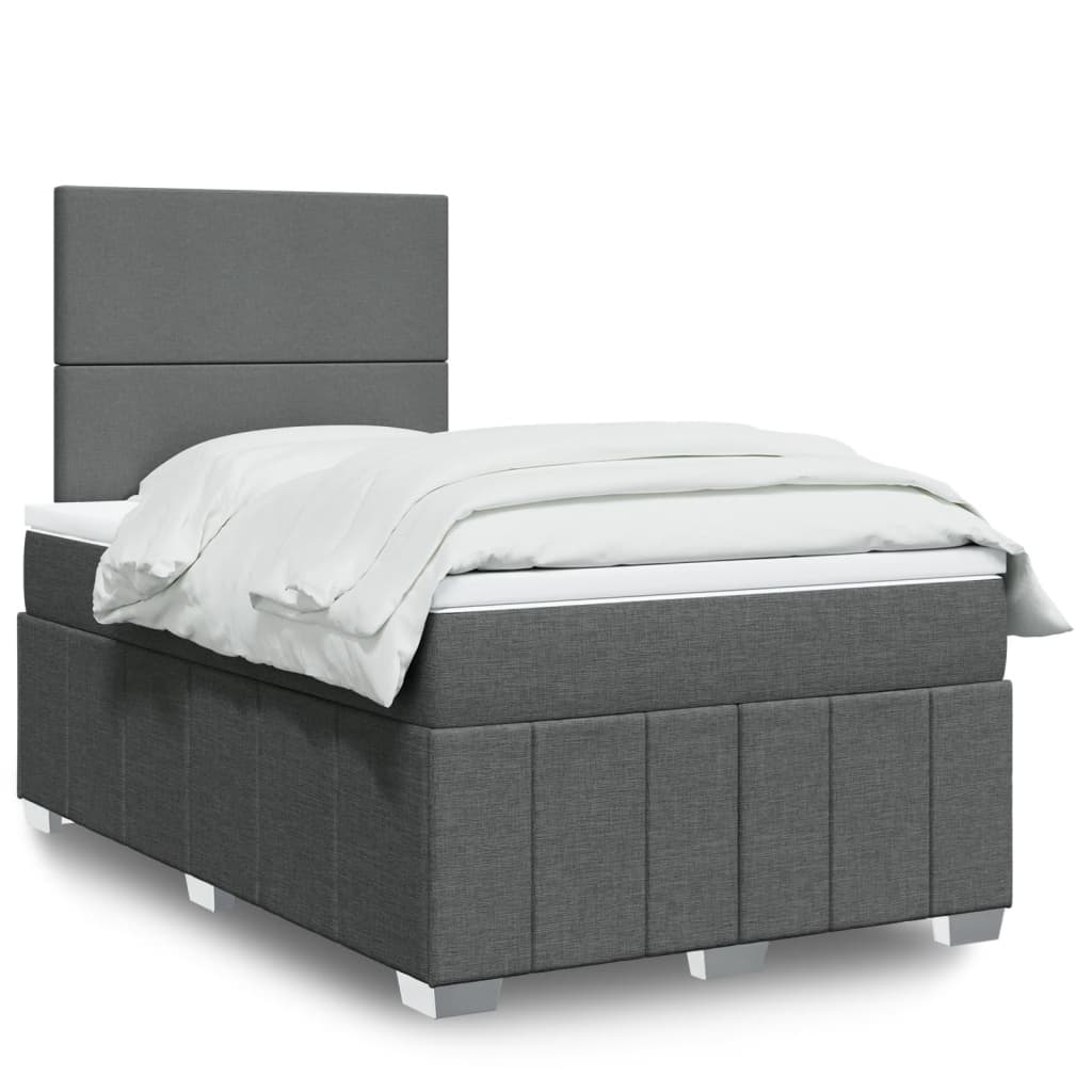 Box Spring Postel S Matrací Tmavě Šedá 120X190 Cm Textil