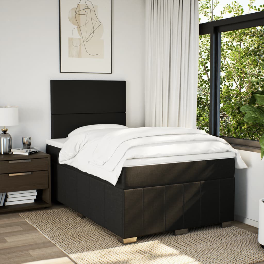 Box Spring Postel S Matrací Černá 120X190 Cm Textil