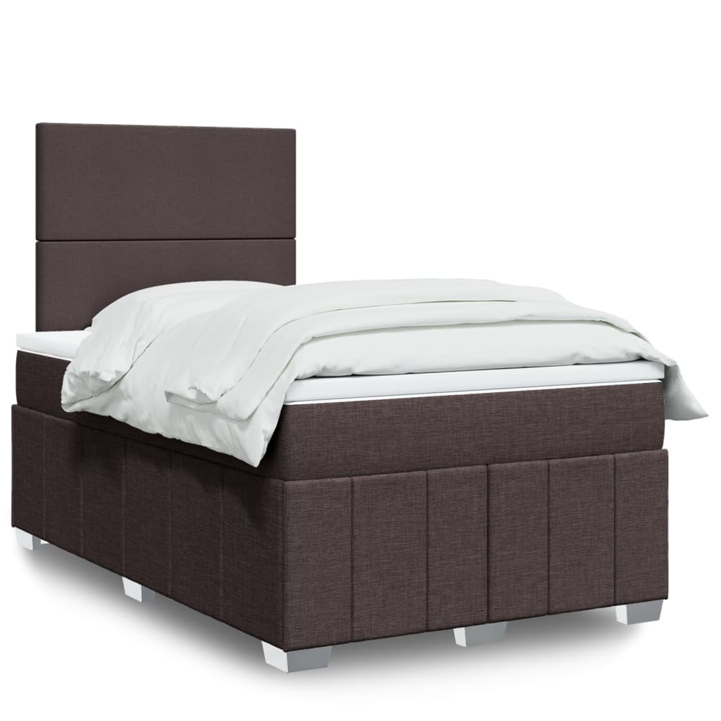 Box Spring Postel S Matrací Tmavě Hnědá 120X190 Cm Textil