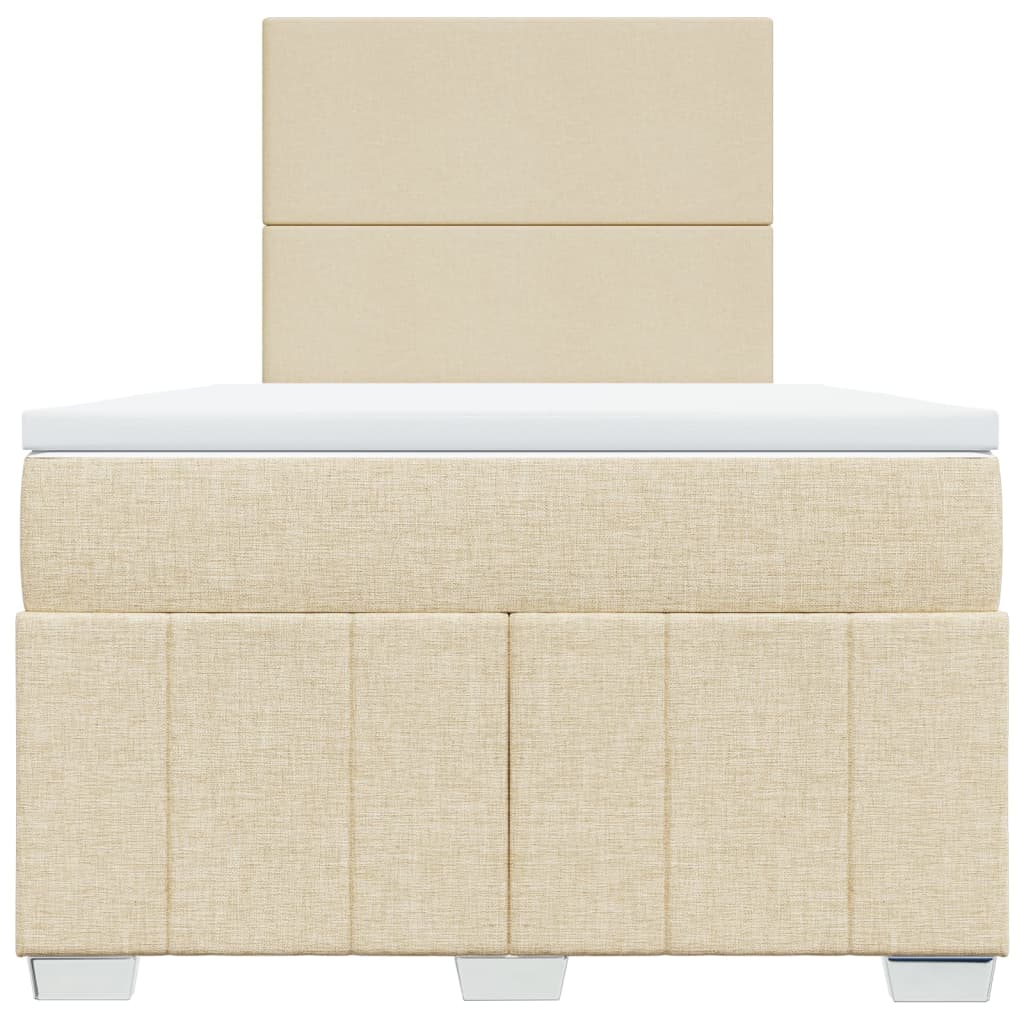 Box Spring Postel S Matrací Krémová 120X190 Cm Textil