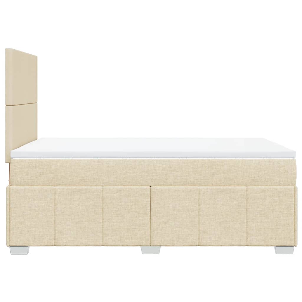 Box Spring Postel S Matrací Krémová 120X190 Cm Textil