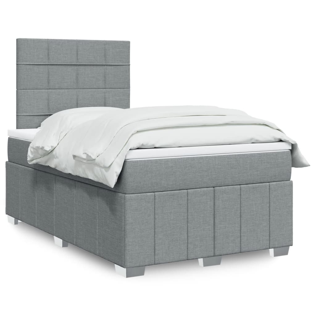 Box Spring Postel S Matrací Textil Světle Šedá