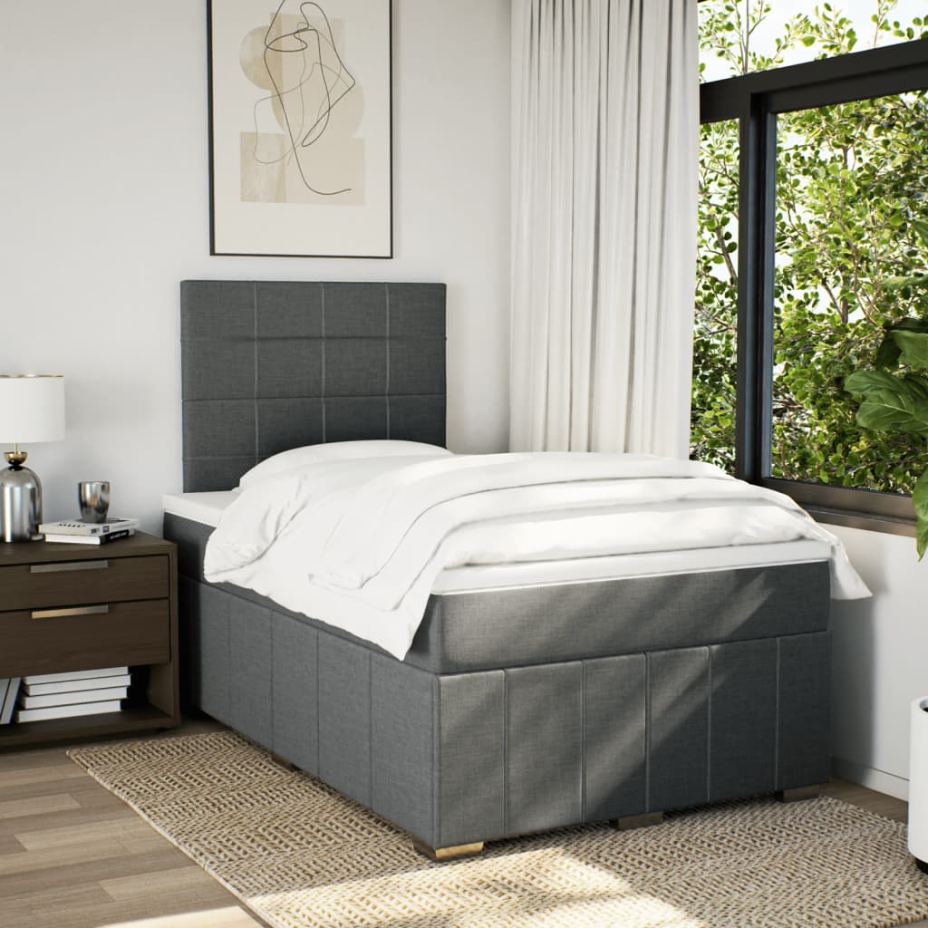 Box Spring Postel S Matrací Tmavě Šedá 120X190 Cm Textil