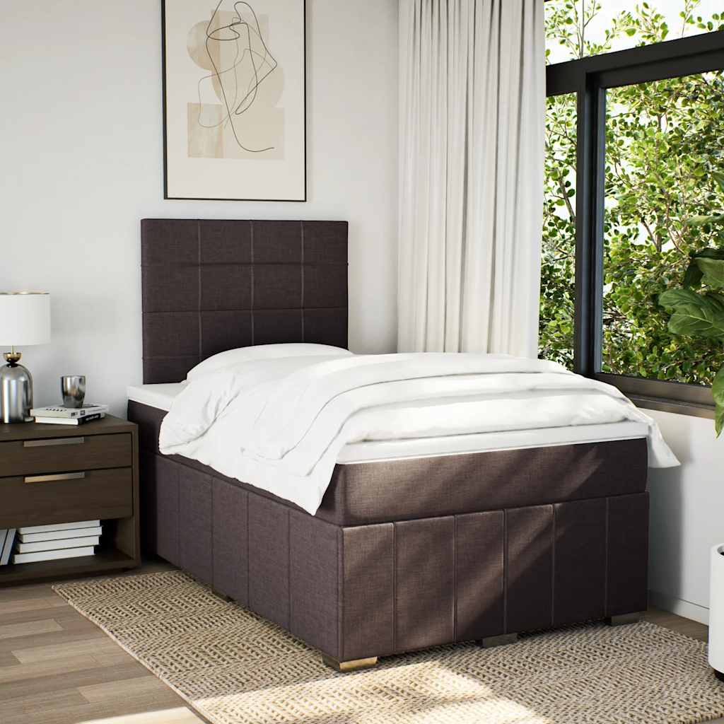 Box Spring Postel S Matrací Tmavě Hnědá 120X190 Cm Textil