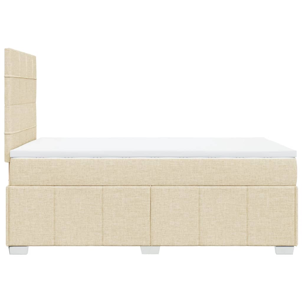 Box Spring Postel S Matrací Krémová 120X190 Cm Textil