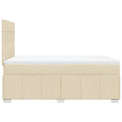 Box Spring Postel S Matrací Krémová 120X190 Cm Textil