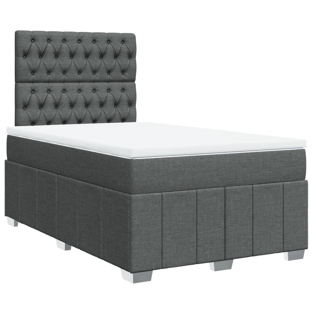 Box Spring Postel S Matrací Tmavě Šedá 120X190 Cm Textil