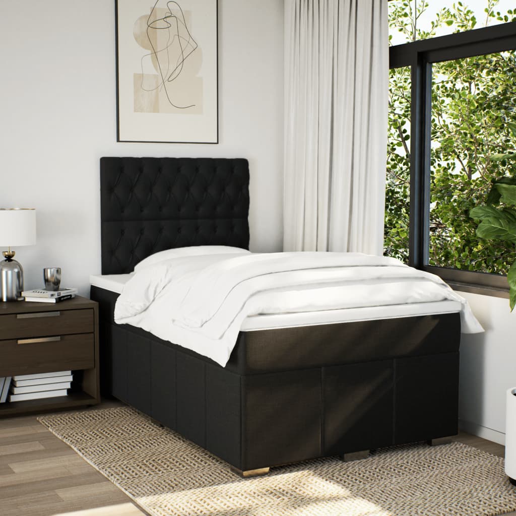 Box Spring Postel S Matrací Černá 120X190 Cm Textil