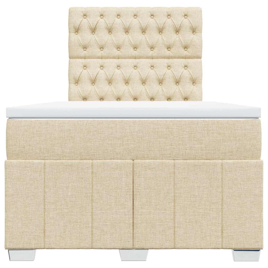 Box Spring Postel S Matrací Krémová 120X190 Cm Textil