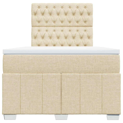 Box Spring Postel S Matrací Krémová 120X190 Cm Textil