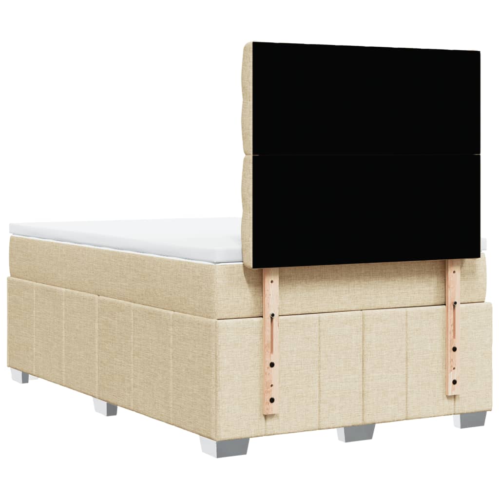 Box Spring Postel S Matrací Krémová 120X190 Cm Textil