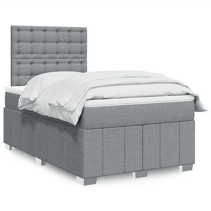 Box Spring Postel S Matrací Textil Světle Šedá