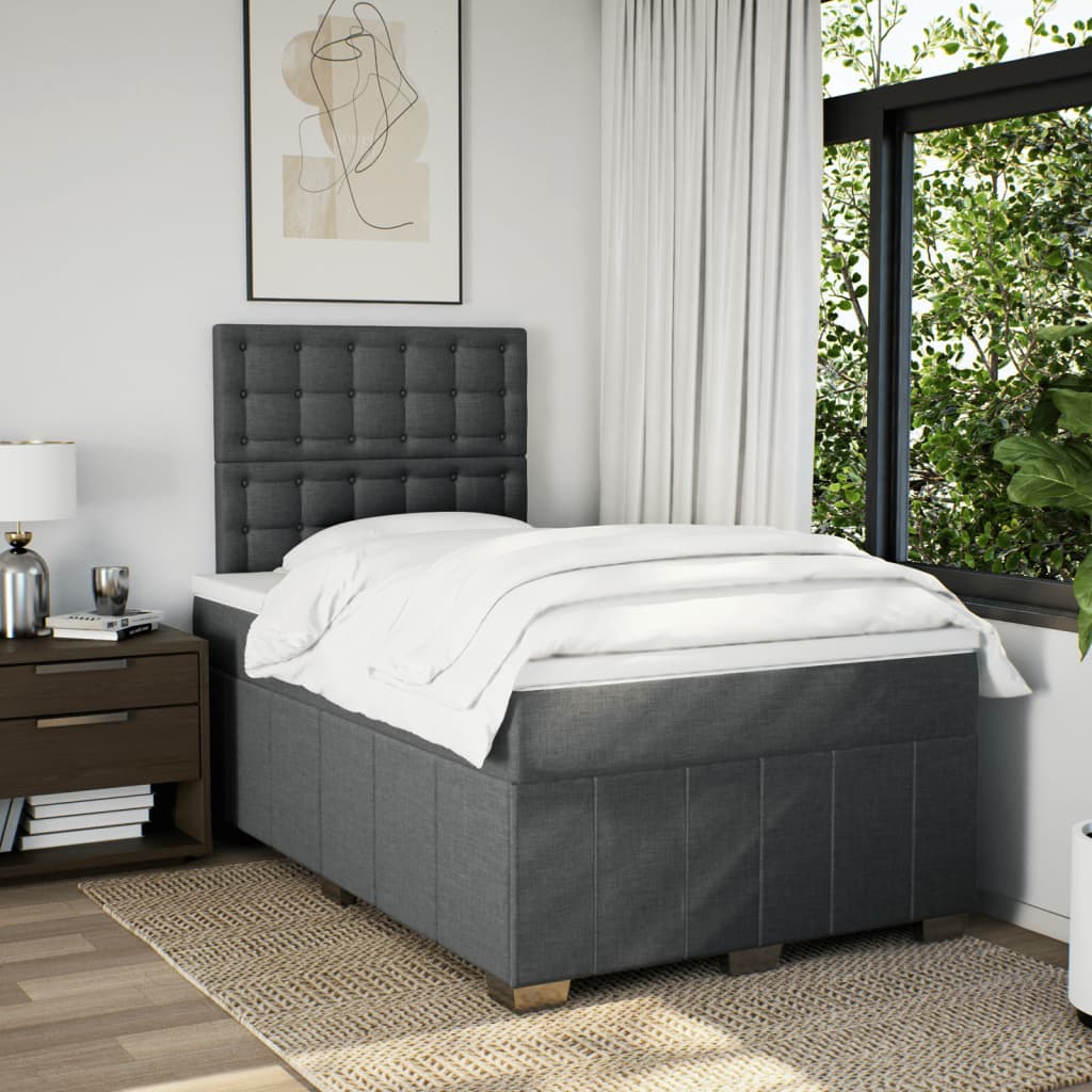Box Spring Postel S Matrací Tmavě Šedá 120X190 Cm Textil