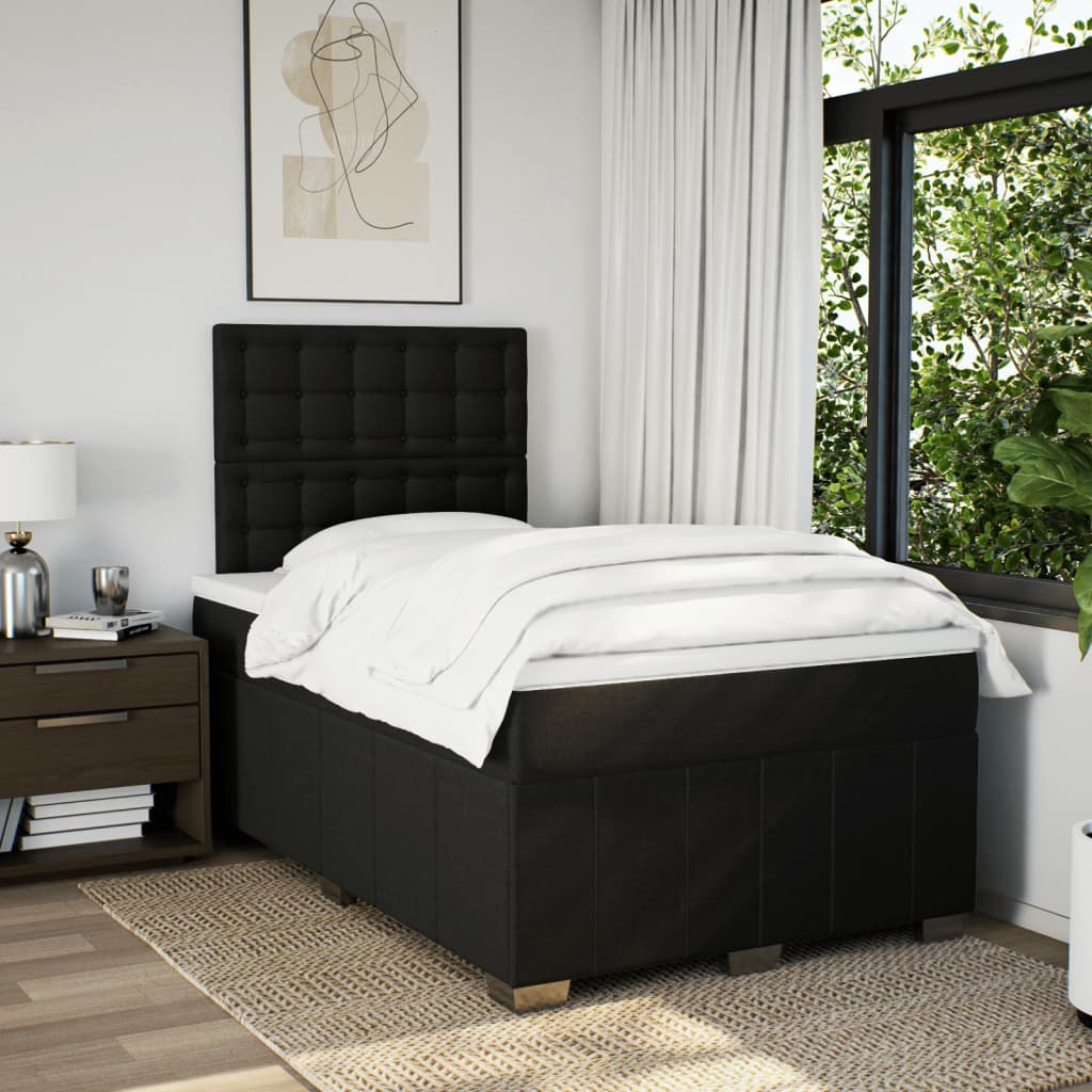 Box Spring Postel S Matrací Černá 120X190 Cm Textil