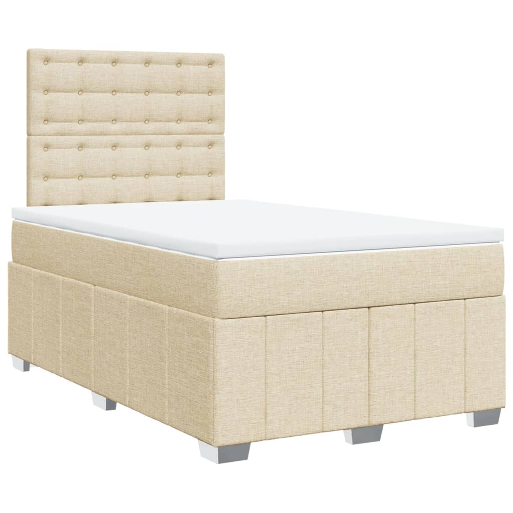 Box Spring Postel S Matrací Krémová 120X190 Cm Textil