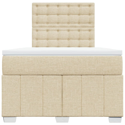 Box Spring Postel S Matrací Krémová 120X190 Cm Textil