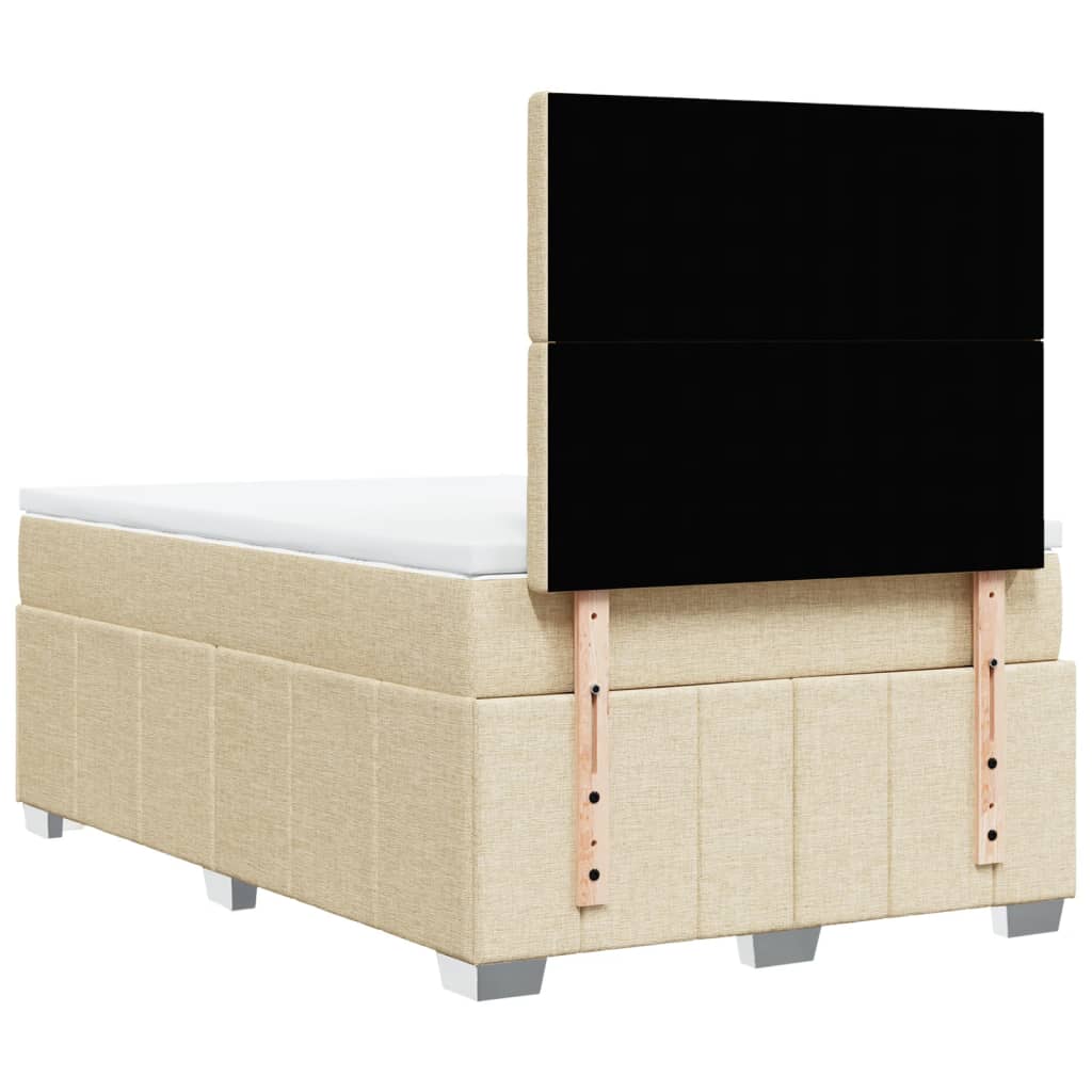 Box Spring Postel S Matrací Krémová 120X190 Cm Textil