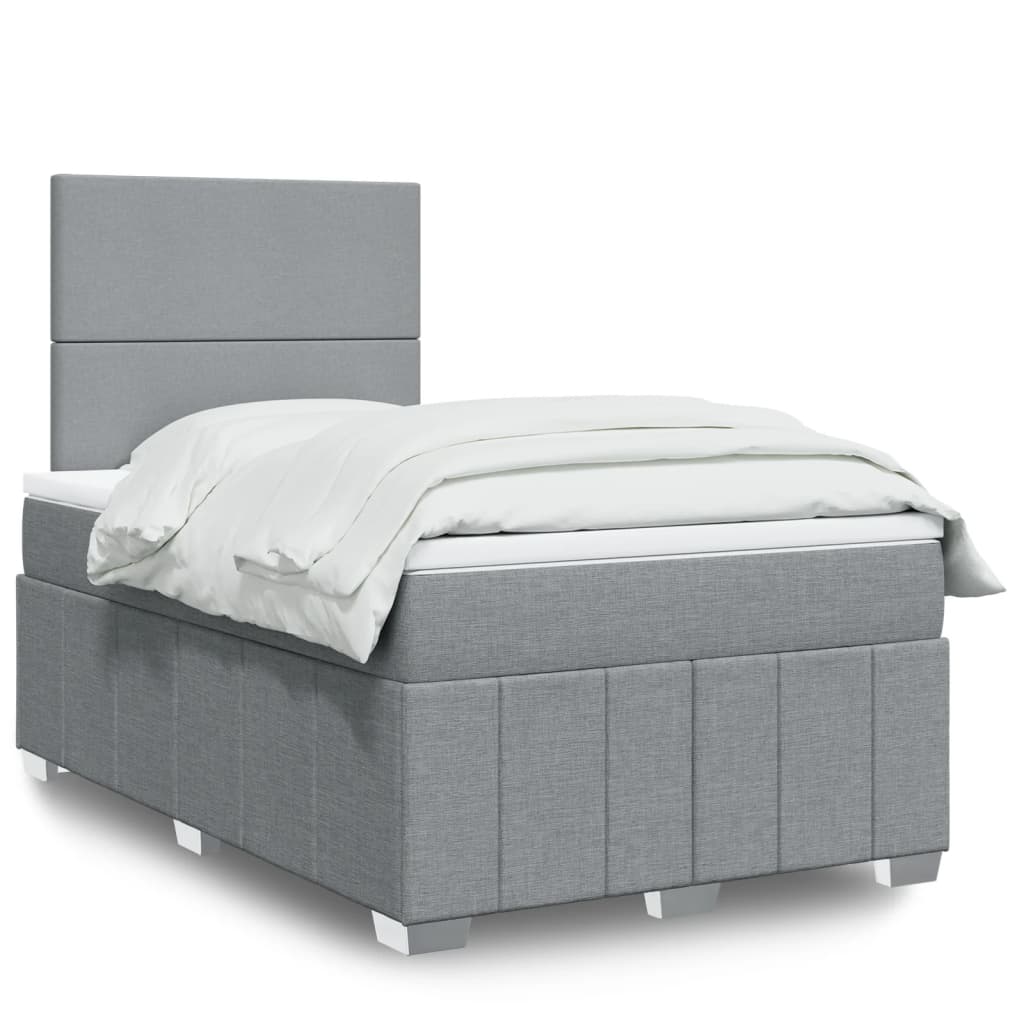 Box Spring Postel S Matrací Textil Světle Šedá