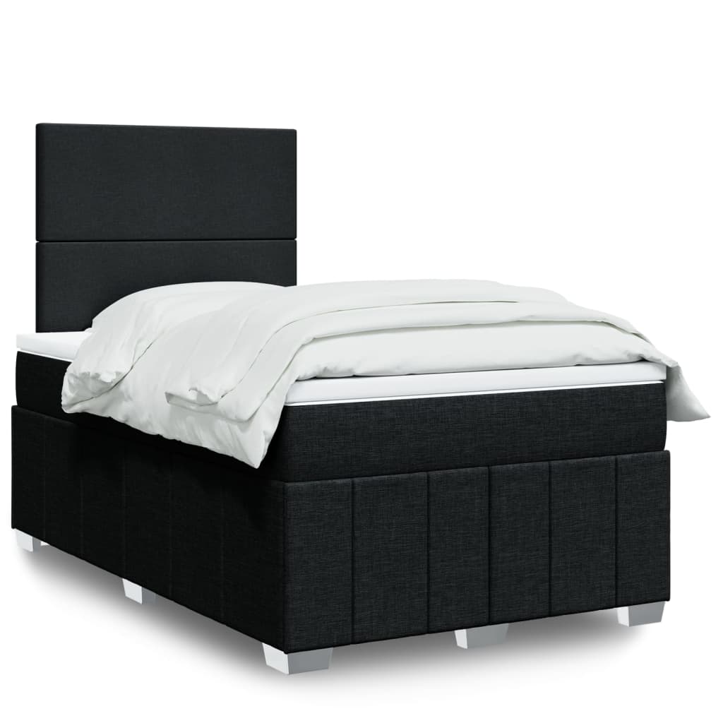 Box Spring Postel S Matrací Černá Textil Černá
