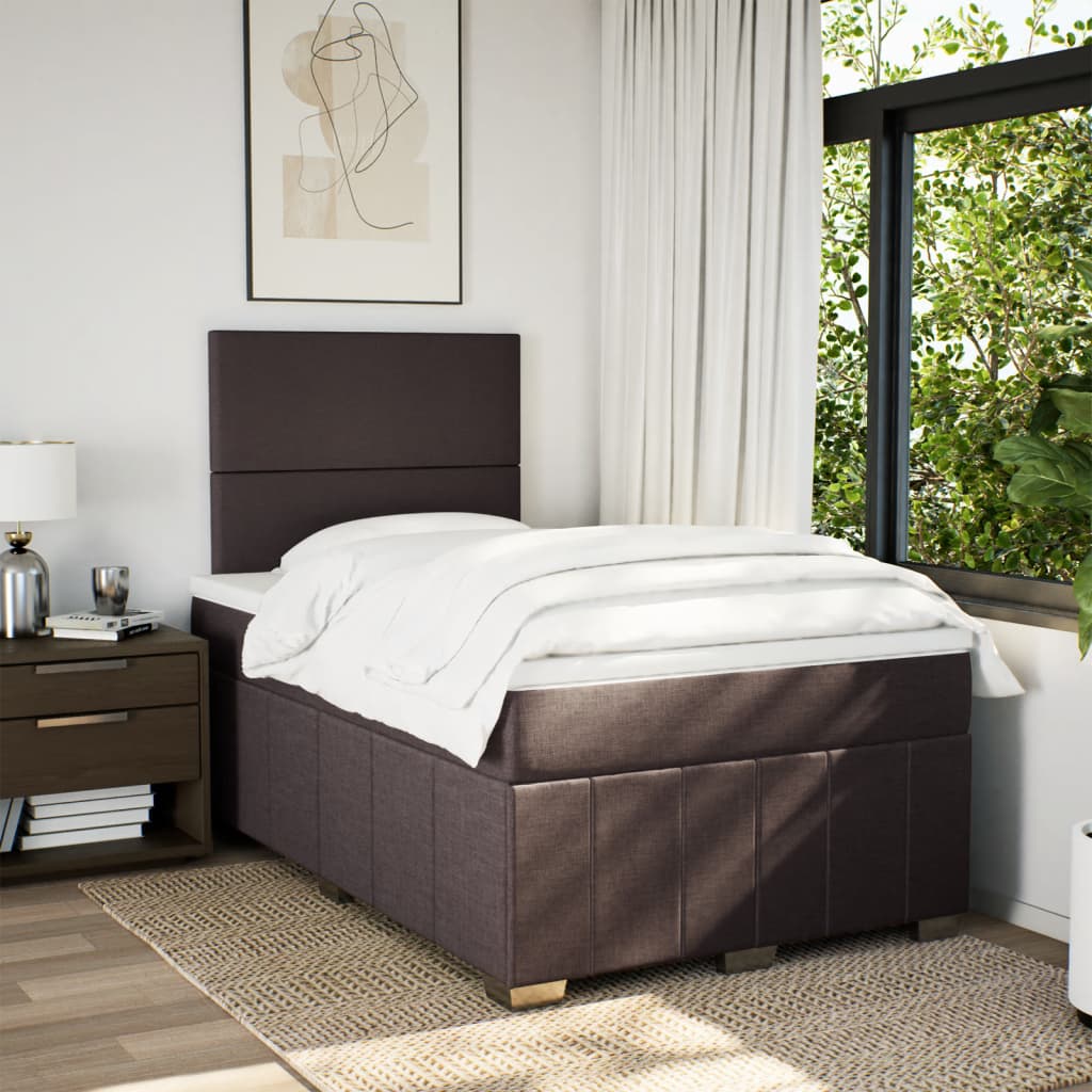 Box Spring Postel S Matrací Tmavě Hnědá 120X200 Cm Textil