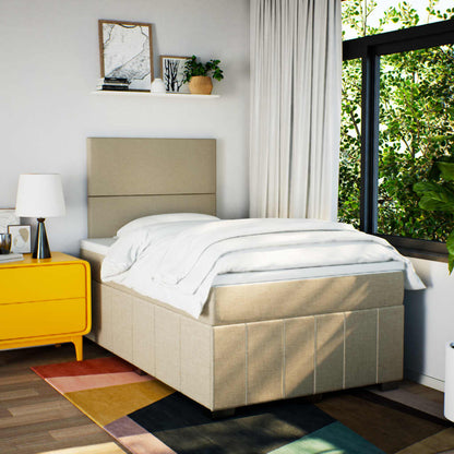 Box Spring Postel S Matrací Krémová 120X200 Cm Textil