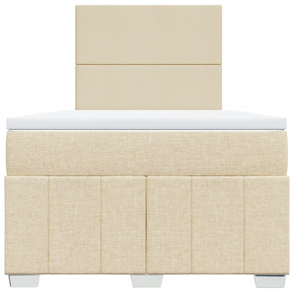 Box Spring Postel S Matrací Krémová 120X200 Cm Textil