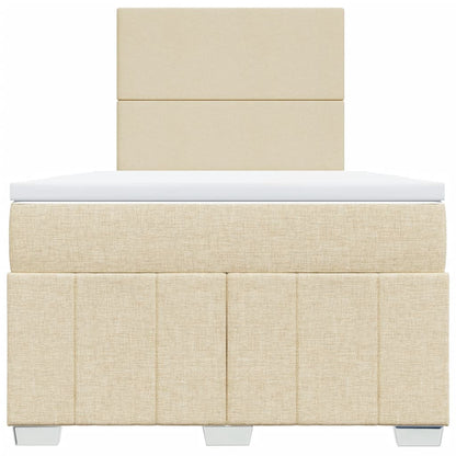 Box Spring Postel S Matrací Krémová 120X200 Cm Textil