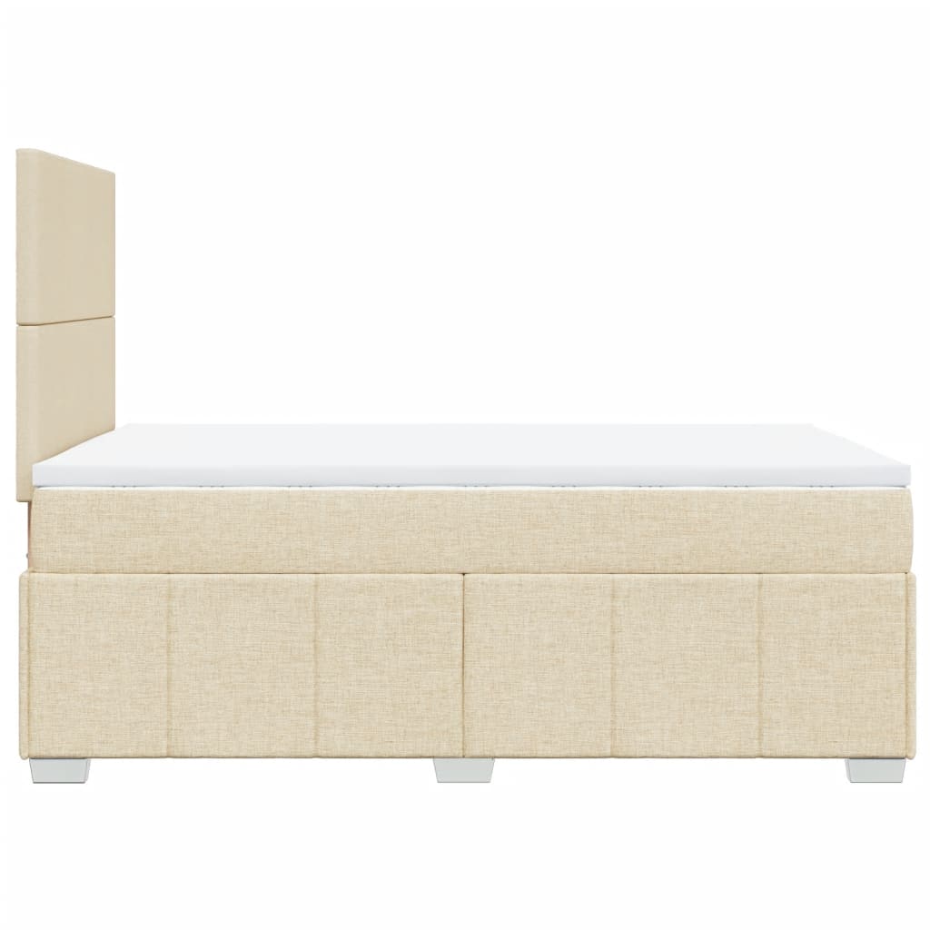 Box Spring Postel S Matrací Krémová 120X200 Cm Textil