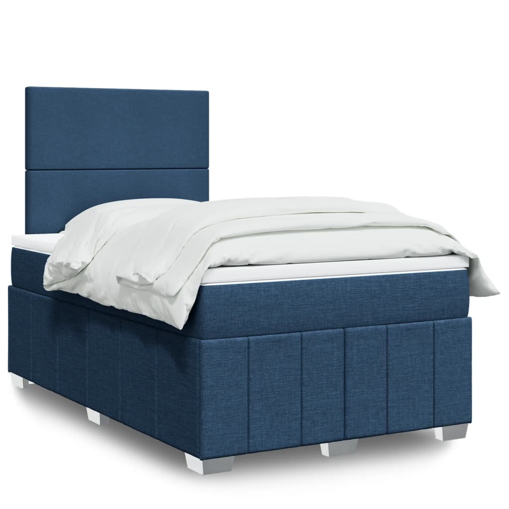 Box Spring Postel S Matrací Modrá 120X200 Cm Textil