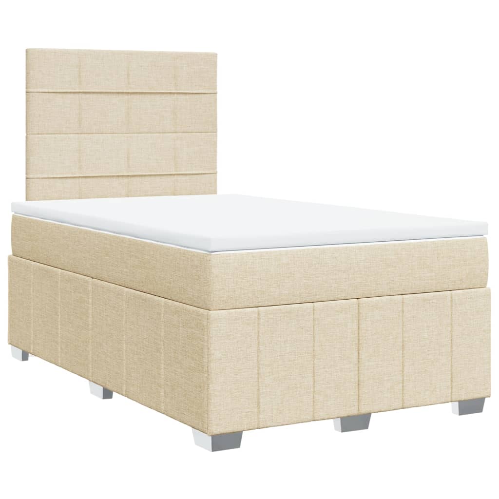 Box Spring Postel S Matrací Krémová 120X200 Cm Textil