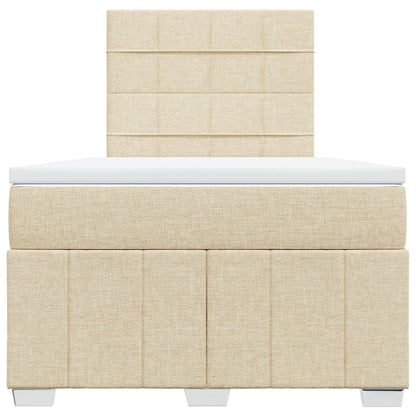 Box Spring Postel S Matrací Krémová 120X200 Cm Textil