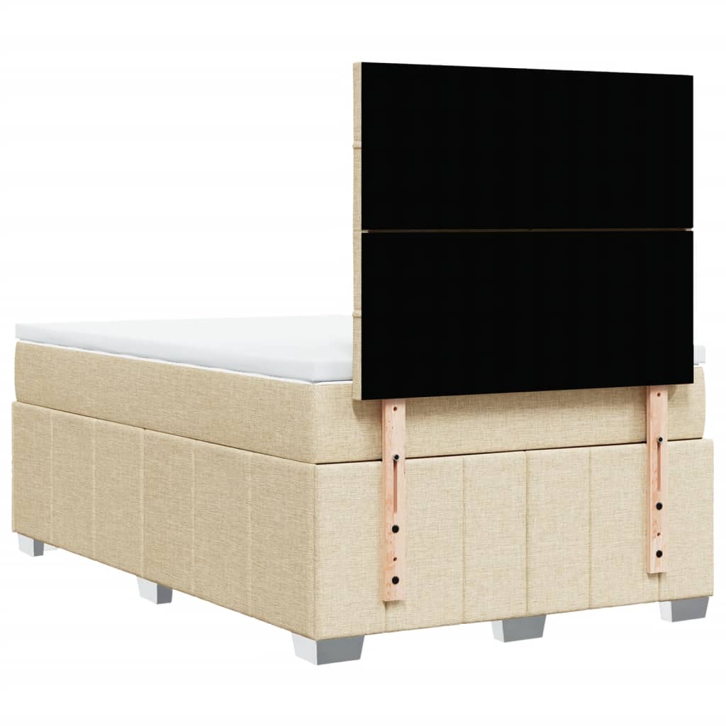 Box Spring Postel S Matrací Krémová 120X200 Cm Textil