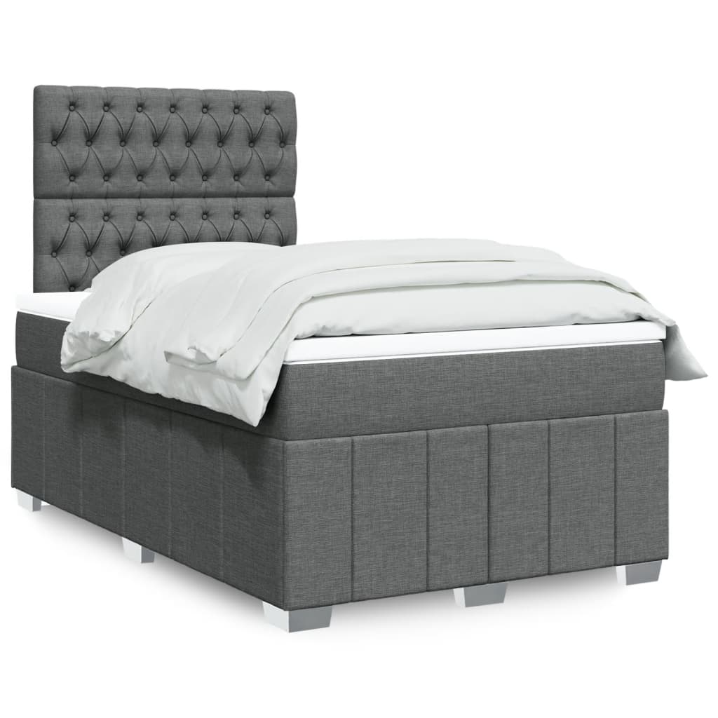 Box Spring Postel S Matrací Tmavě Šedá 120X200 Cm Textil