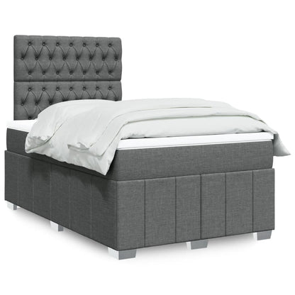 Box Spring Postel S Matrací Tmavě Šedá 120X200 Cm Textil