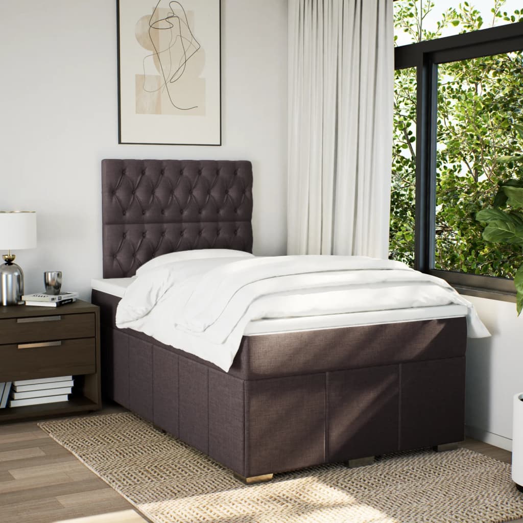 Box Spring Postel S Matrací Tmavě Hnědá 120X200 Cm Textil