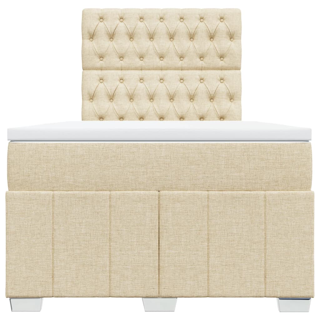 Box Spring Postel S Matrací Krémová 120X200 Cm Textil