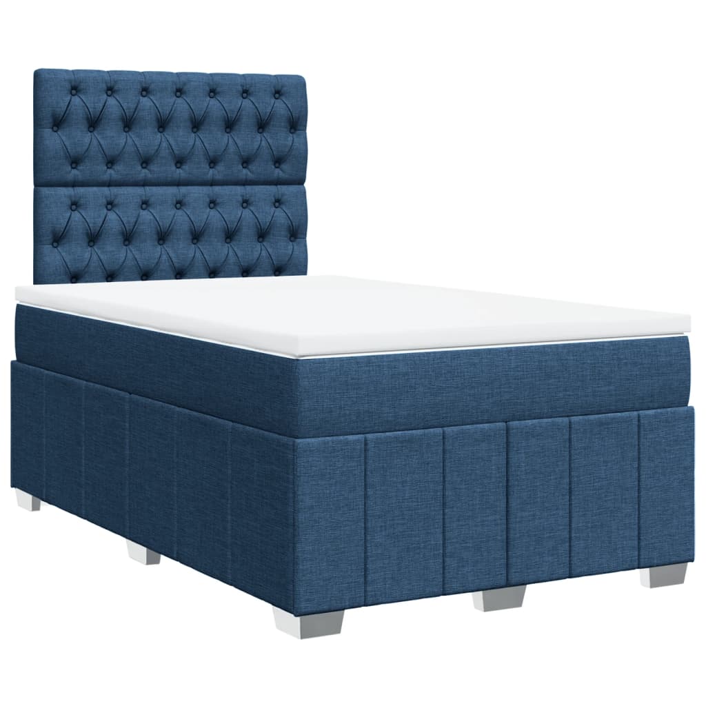 Box Spring Postel S Matrací Modrá 120X200 Cm Textil