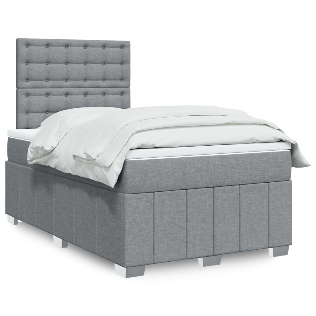 Box Spring Postel S Matrací Textil Světle Šedá