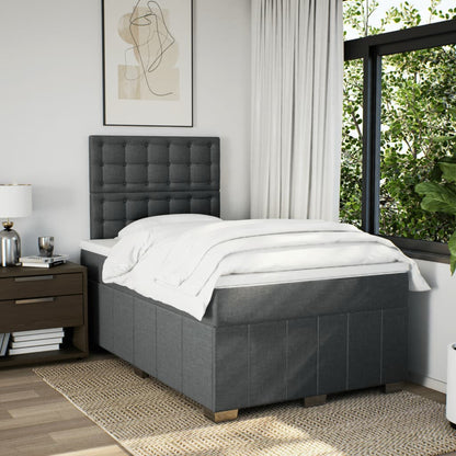 Box Spring Postel S Matrací Tmavě Šedá 120X200 Cm Textil