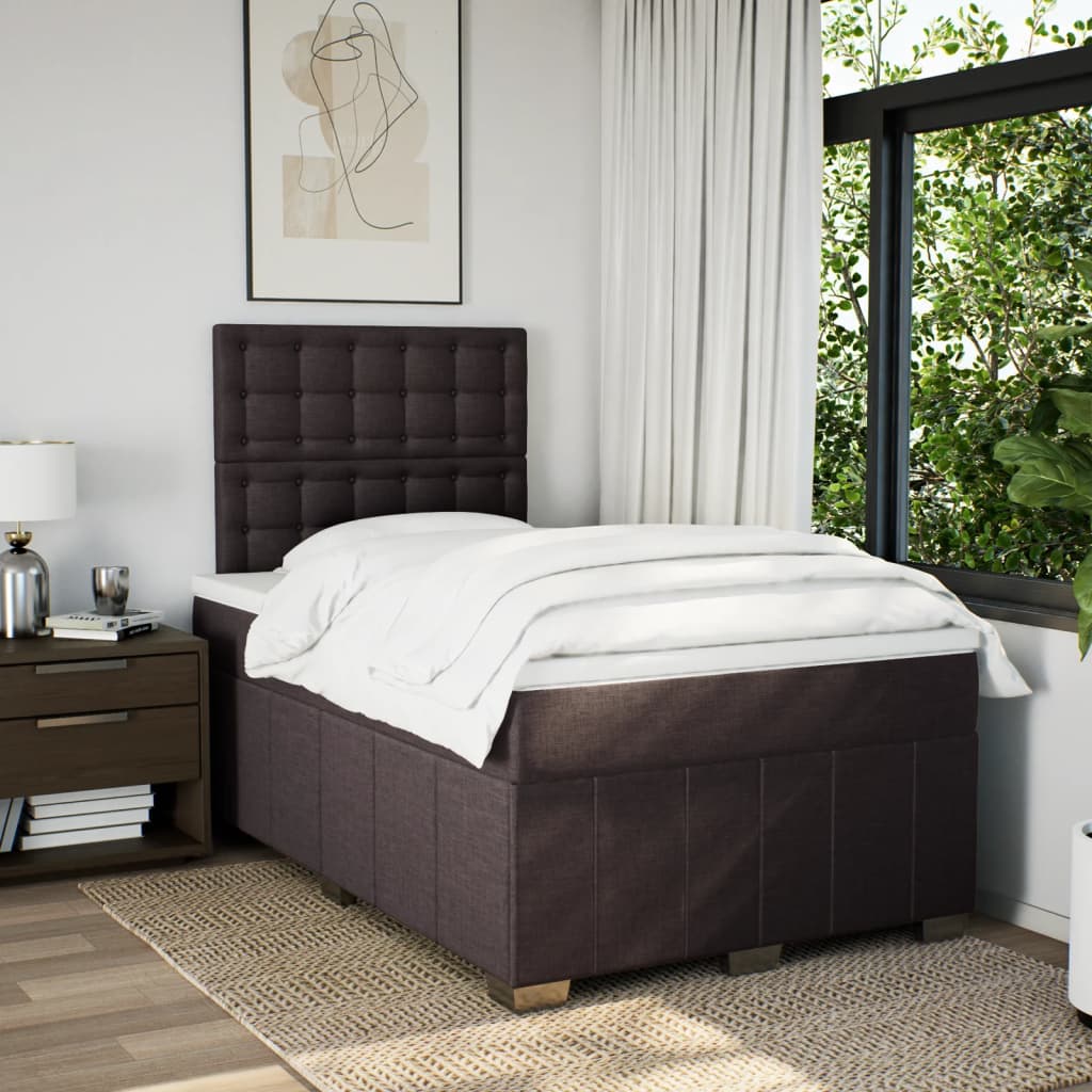 Box Spring Postel S Matrací Tmavě Hnědá 120X200 Cm Textil
