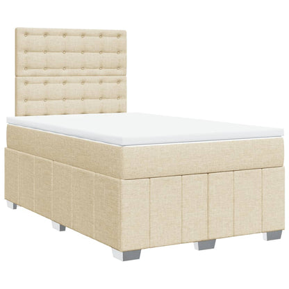 Box Spring Postel S Matrací Krémová 120X200 Cm Textil