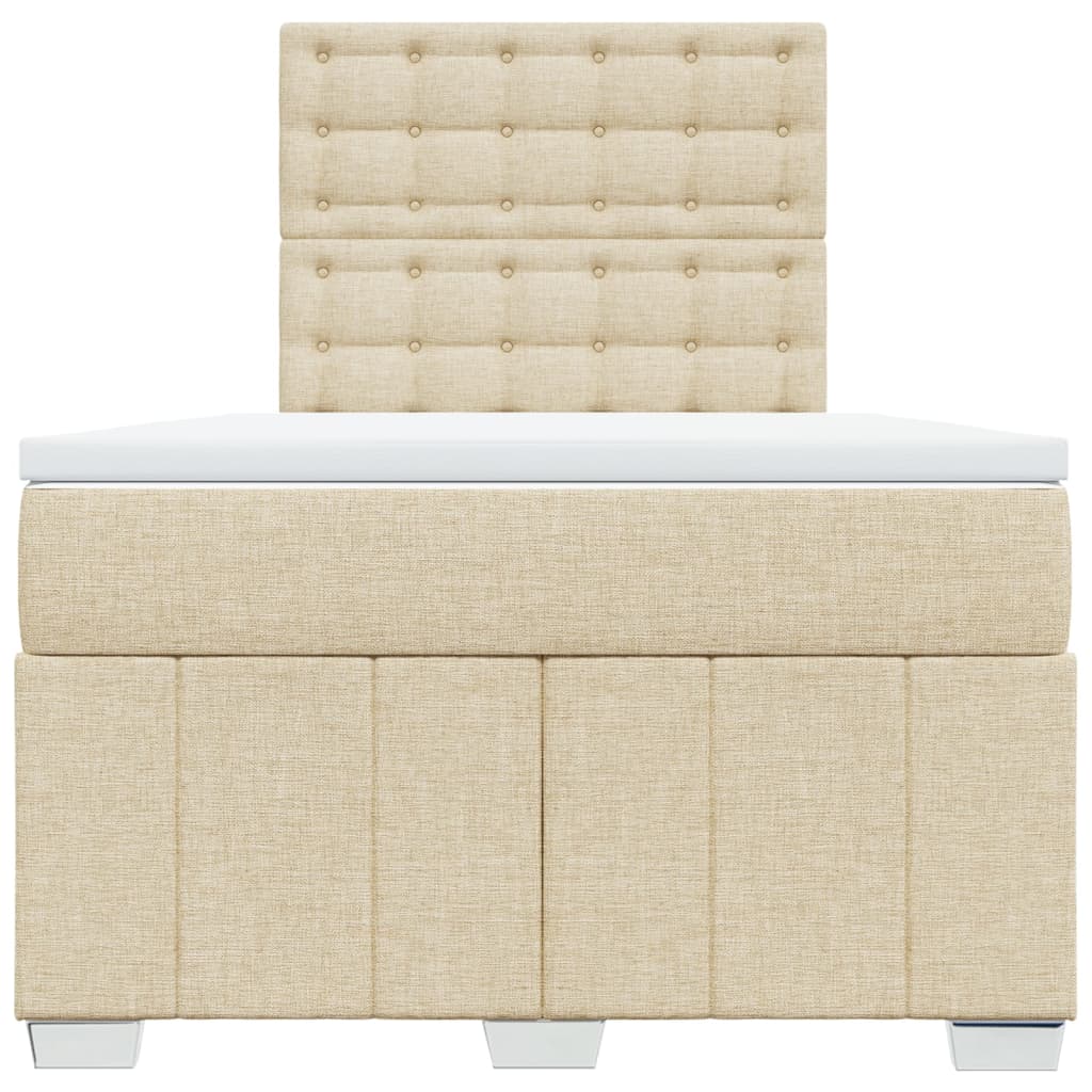 Box Spring Postel S Matrací Krémová 120X200 Cm Textil