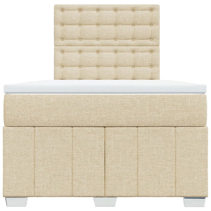 Box Spring Postel S Matrací Krémová 120X200 Cm Textil