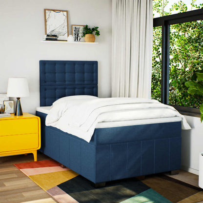 Box Spring Postel S Matrací Modrá 120X200 Cm Textil