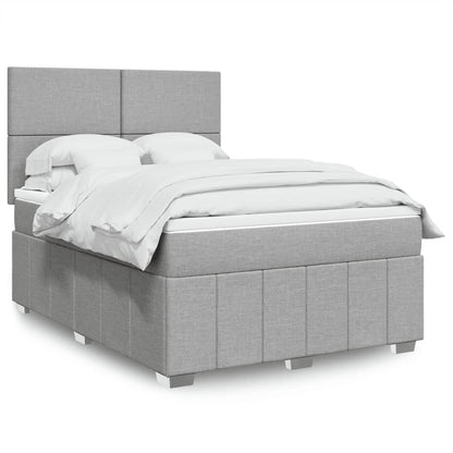Box Spring Postel S Matrací Textil Světle Šedá