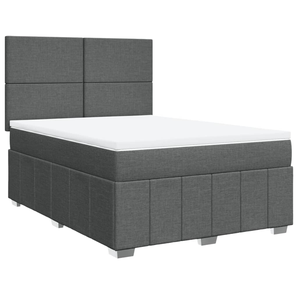 Box Spring Postel S Matrací Tmavě Šedý 140 X 190 Cm Textil