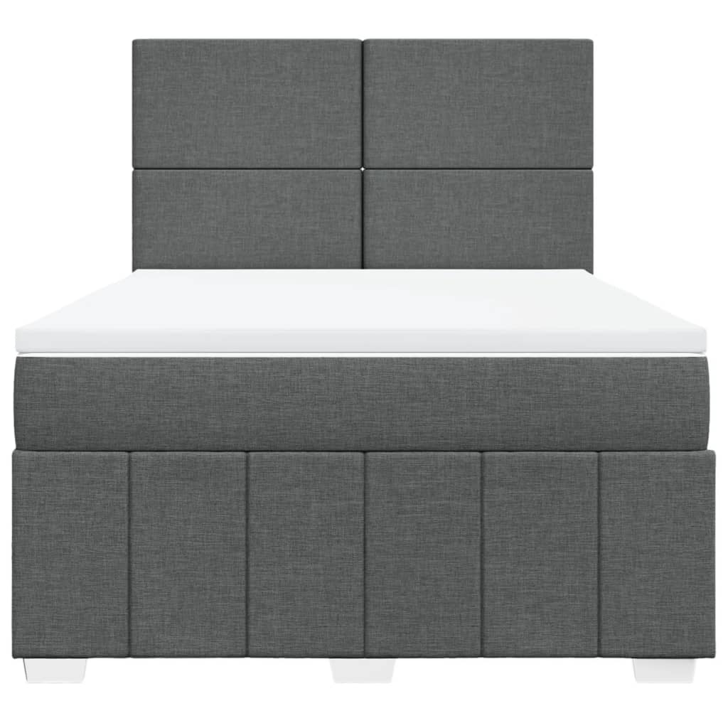 Box Spring Postel S Matrací Tmavě Šedý 140 X 190 Cm Textil