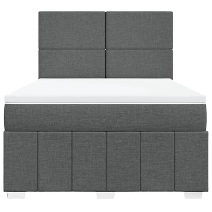 Box Spring Postel S Matrací Tmavě Šedý 140 X 190 Cm Textil