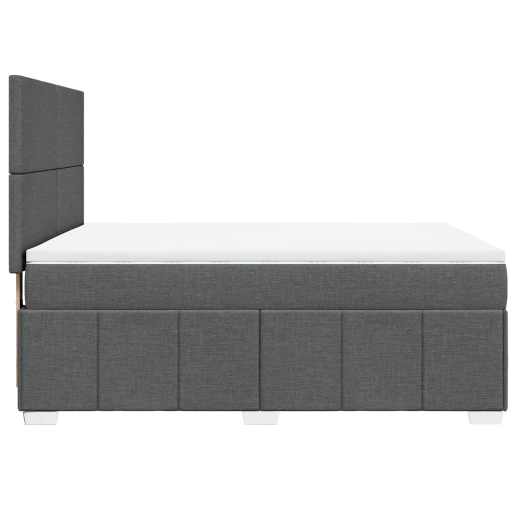 Box Spring Postel S Matrací Tmavě Šedý 140 X 190 Cm Textil